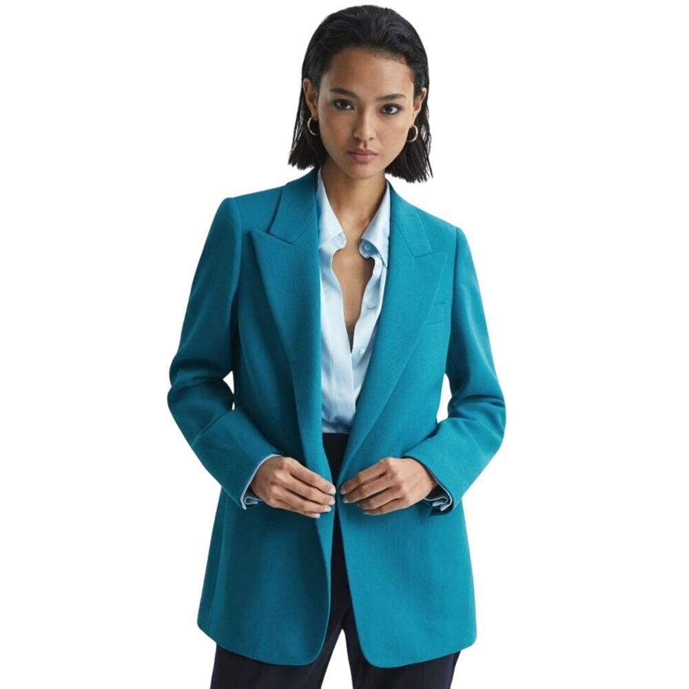 NWT Reiss Blake Slim Fit Single Breasted 100% Wool Blazer Blue Size 10 $525